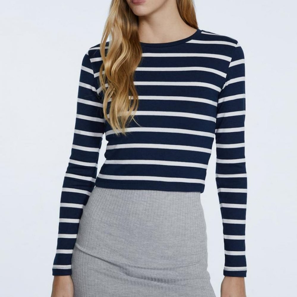 STRIPED LONG SLEEVE BLOUSE